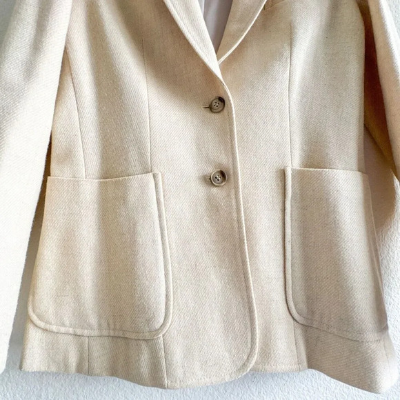 Vintage Made In Japan Ivory Cream Wool Blend Blazer marked 9/10 fits S/M - Picture 3 of 12